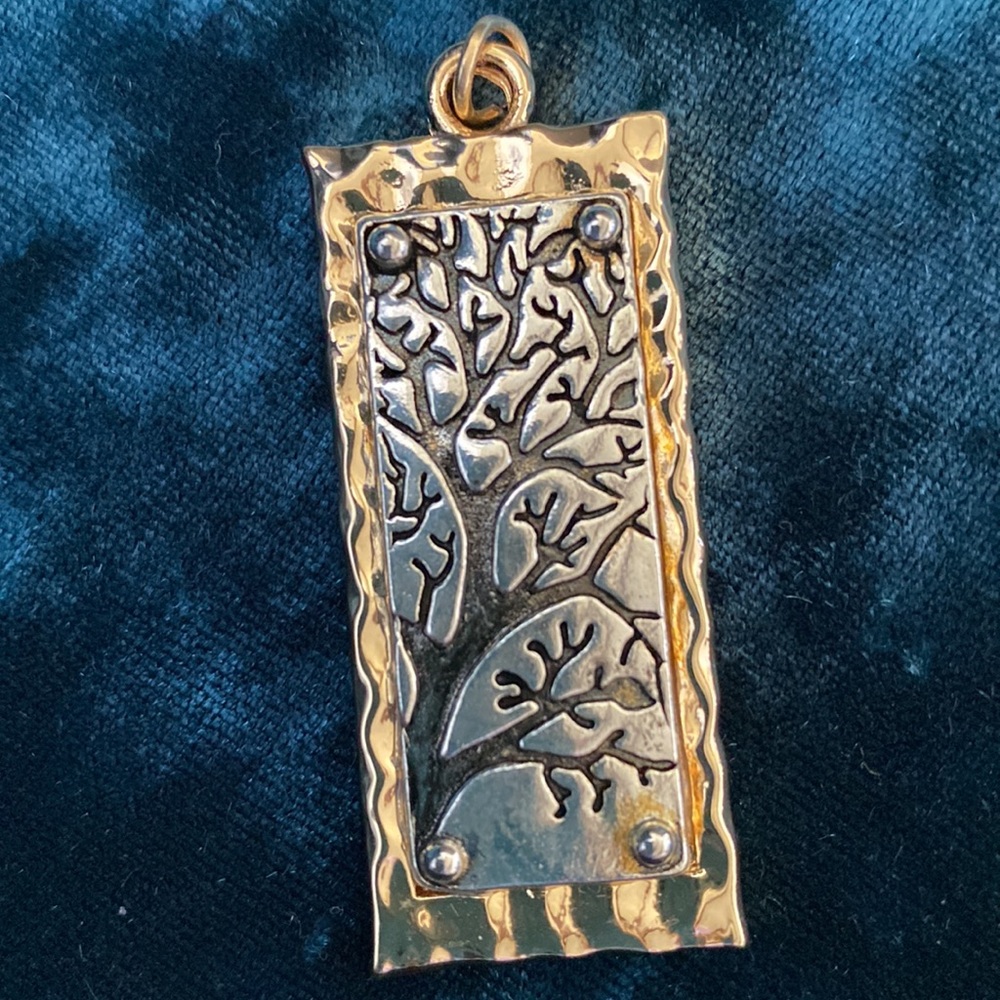 Gold And Silver Rectangular Pendant - image 1